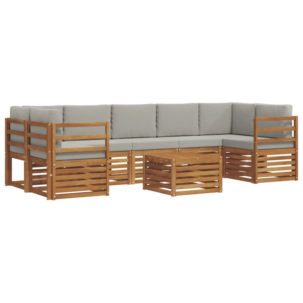 Set di divani da esterno 8 pcs Grigio Naturale e Chiaro