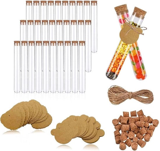 Set di Bocchette di Reazione trasparenti con Gomma - Pacchetto da 30 - Incluso Hanger in Carta Kraft e Piastra di Appoggio