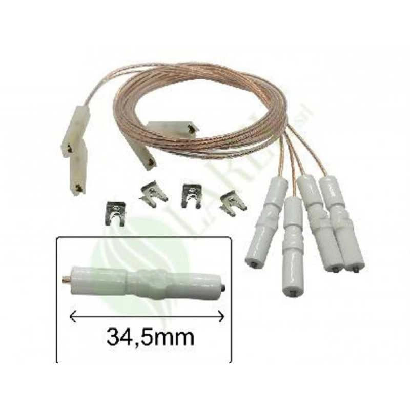 KIT 4PZ CANDELETTE ACCENSIONE SCINTILLA PIANO COTTURA REX ELECTROLUX 34,5 MM - Electrolux Rex Aeg Zoppas