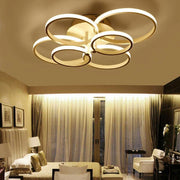 Trade Shop - Plafoniera Led Moderno 6 Anelli Lampadario 51 W Luce Fredda Calda Naturale C08 - -bianco Caldo      -