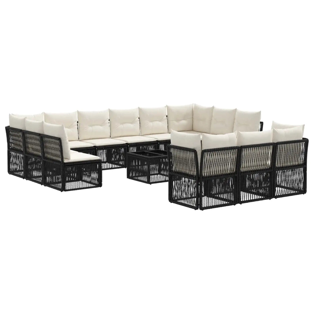 Set Divano da Giardino 14 pcs Nero polyrattan 3434407