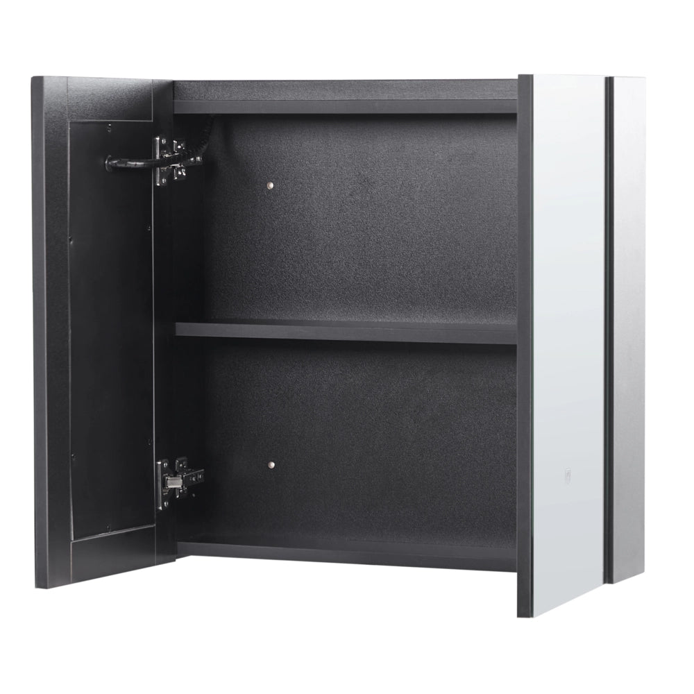 Armadietto da bagno con 2 Ante e specchio con luci LED 60 x 60 cm Armadio pensile stile moderno classico