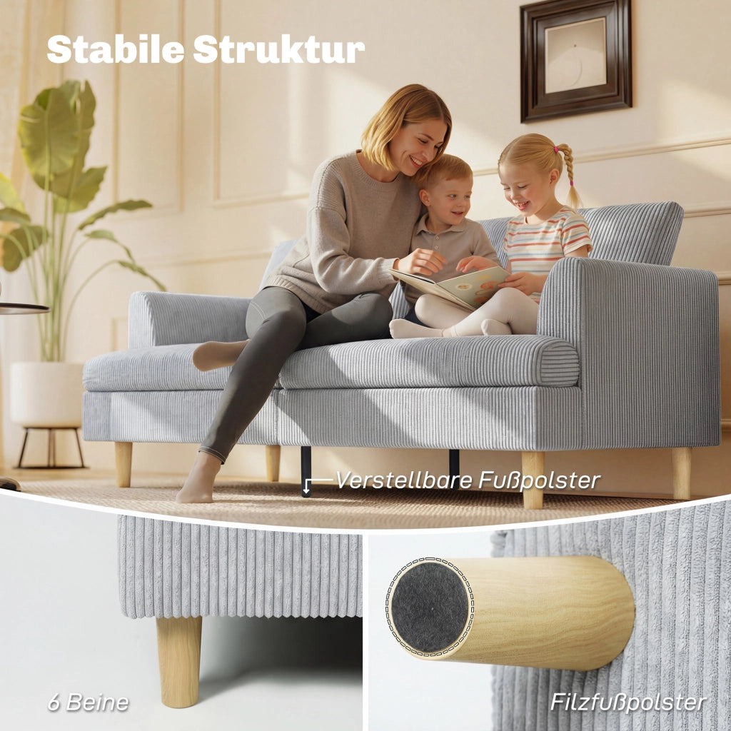 Divano 3 posti con braccioli ¨C zephmum ¨C Tessuto grigio chiaro