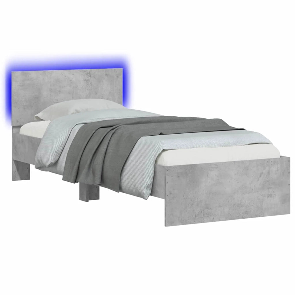 Letto con LED Grigio Cemento 80 x 200 cm Legno ingegnerizzato