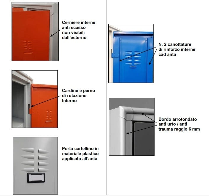 Armadio porta bagagli, valigie e trolley con base in polipropilene a 4 vani colorati cm. 100x50x190h