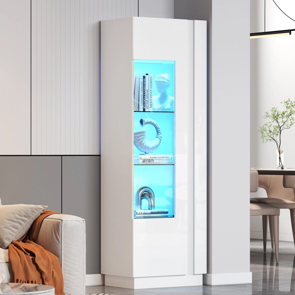 Vetrina verticale 60x40x180 cm con LED; porta acrilica; bianco