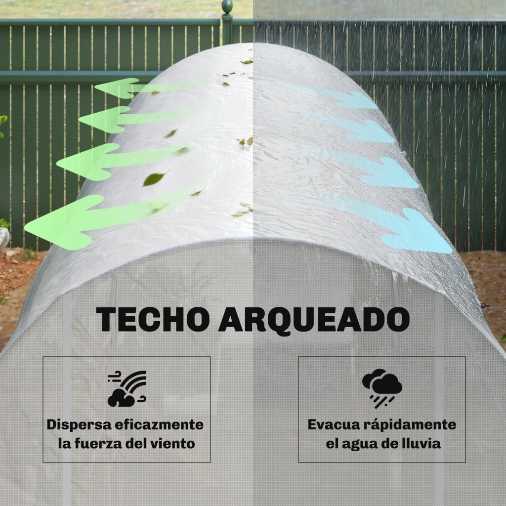 Tunnel Serra Giardino ¨C zephmum ¨C 3.5x2x2 m Bianco con 6 Finestre e Porta a Zip