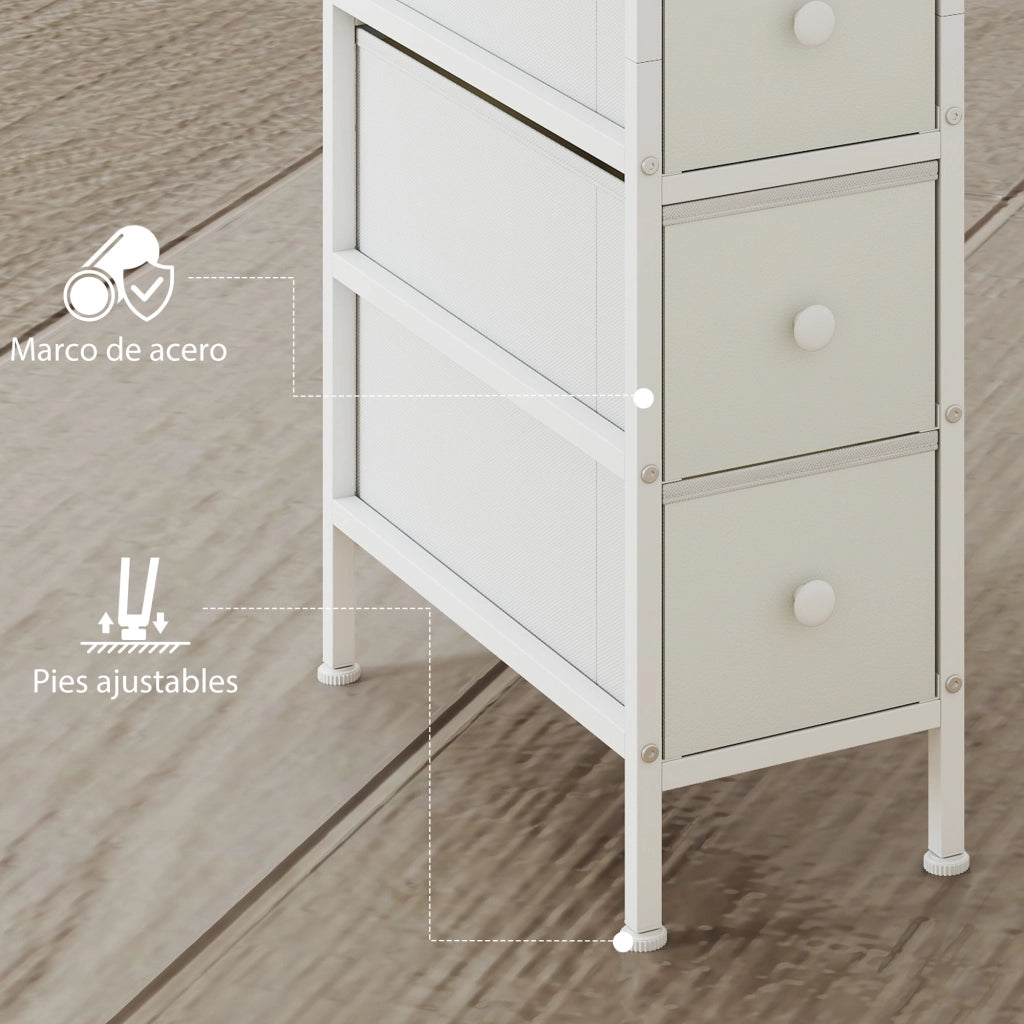 Cassettiera 4 Cassetti Tessuto ¨C Xylo ¨C Struttura Metallo Bianco Camera Soggiorno