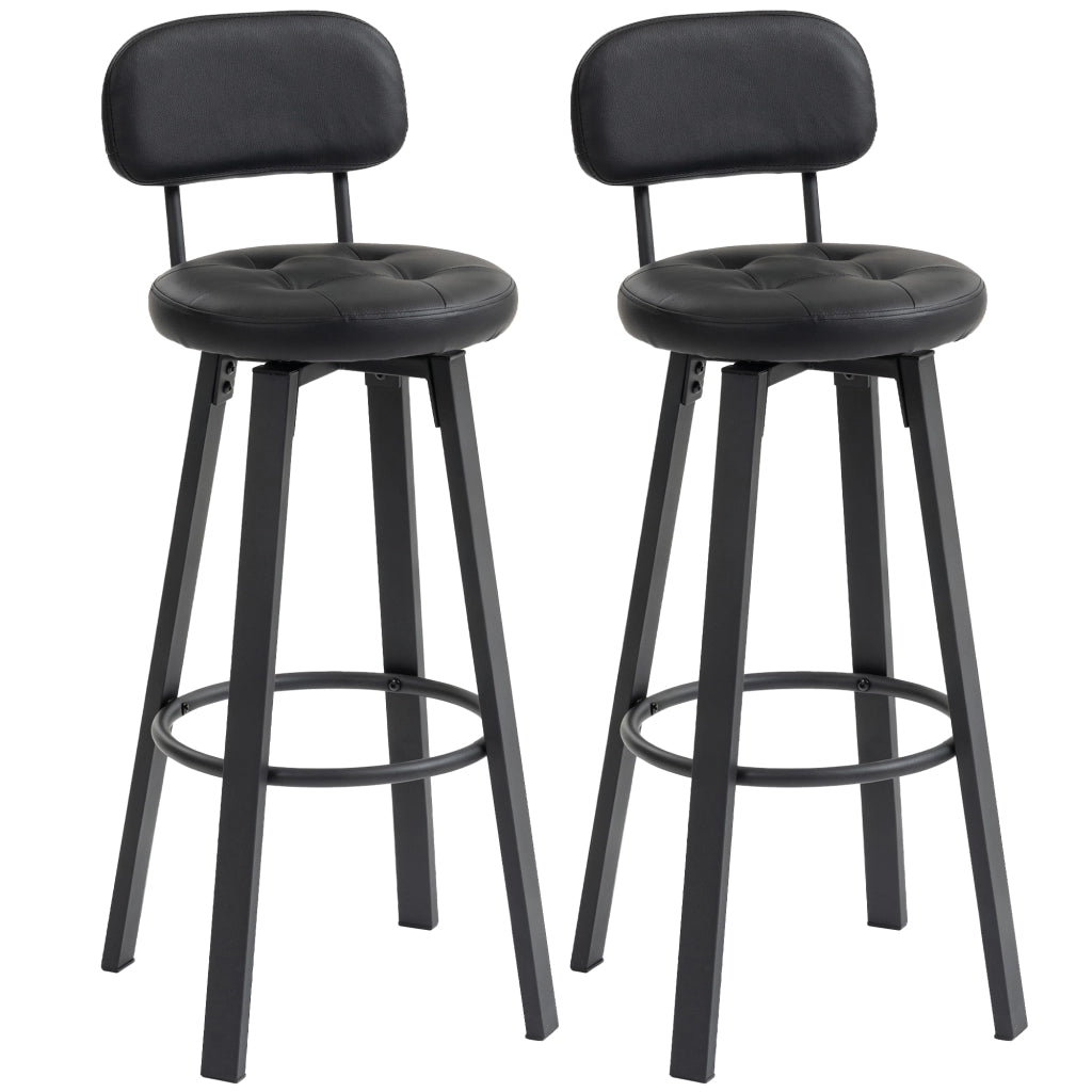 Sgabello da Bar ¨C zephmum ¨C Set 2 Pezzi, Imbottita, Similpelle, Struttura in Metallo, Nero