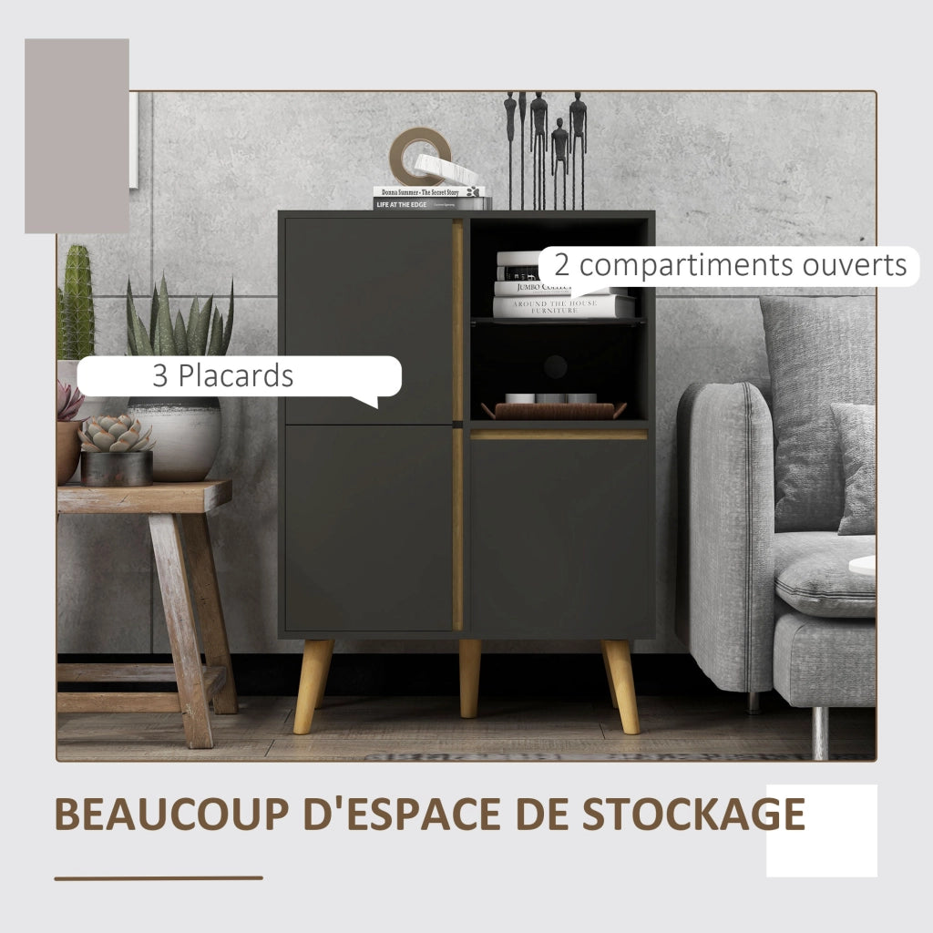 Scaffale moderno con ripiani regolabili ¨C Xylo ¨C legno massello grigio scuro 70x40x96 cm