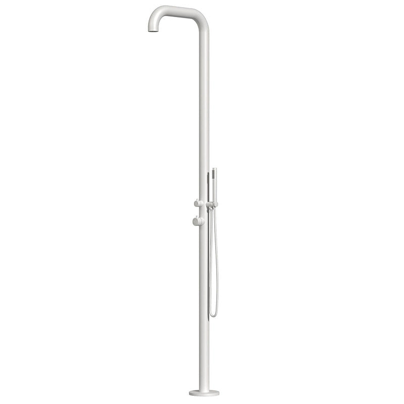 Doccia Da Esterno Chia Nera In Acciaio 316l Con Verniciatura Satinata, Con Doccetta Mobile Colore: Bianco