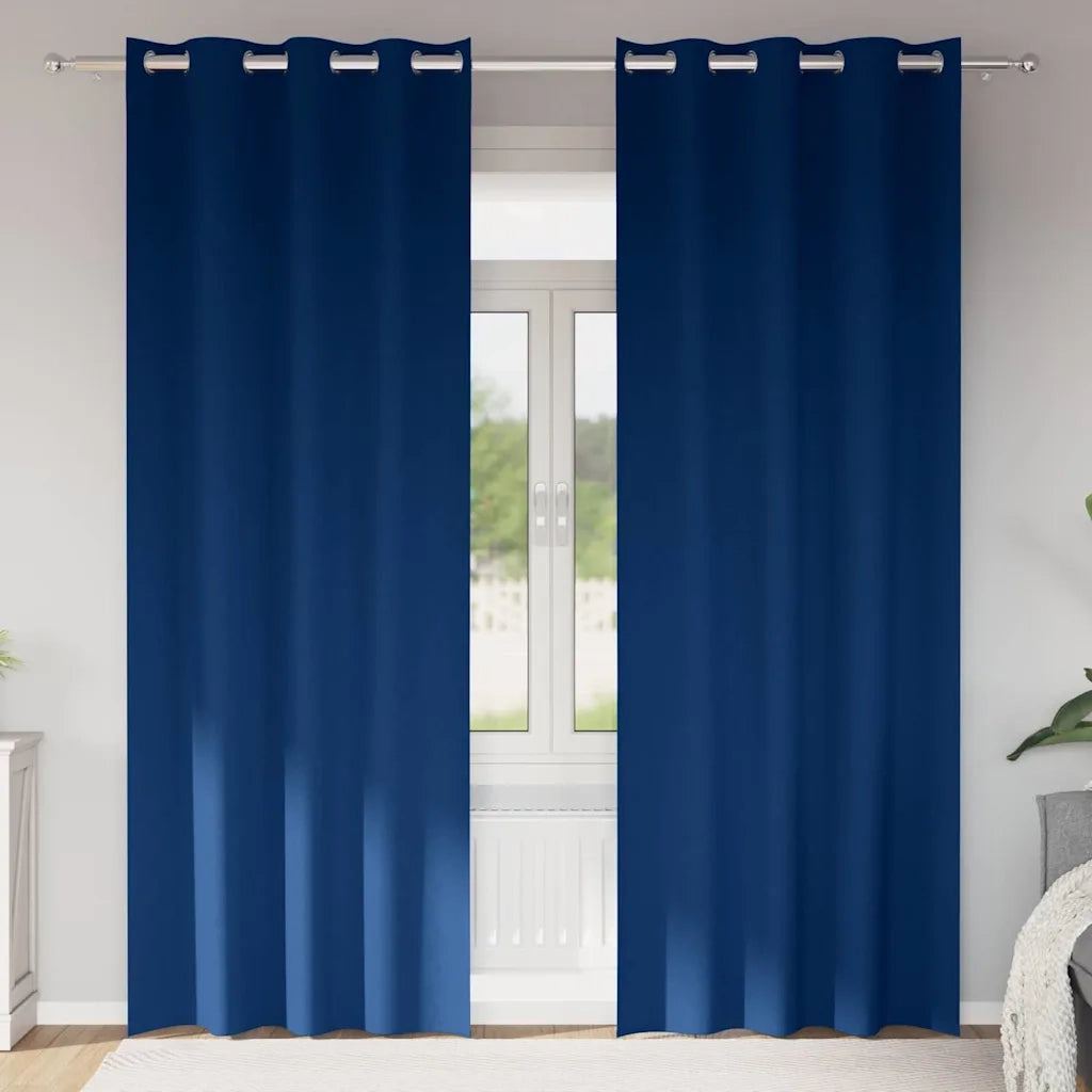 Tende Blackout con Anelli 2 pz Blu Scuro 260 x 140 cm 4107367