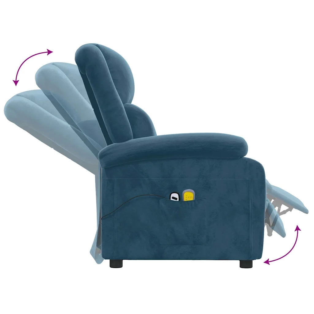 Divano Sedia-Poltrona Massaggiante Elettrica Blu in Velluto