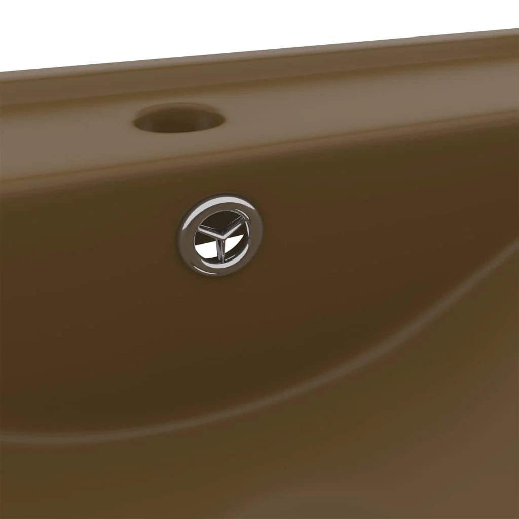 Lavabo con foro per rubinetto lavabo da appoggio wc lavabo bagno cosmetico casa casa 60 x 46 cm ceramica crema opaco 02_0002771