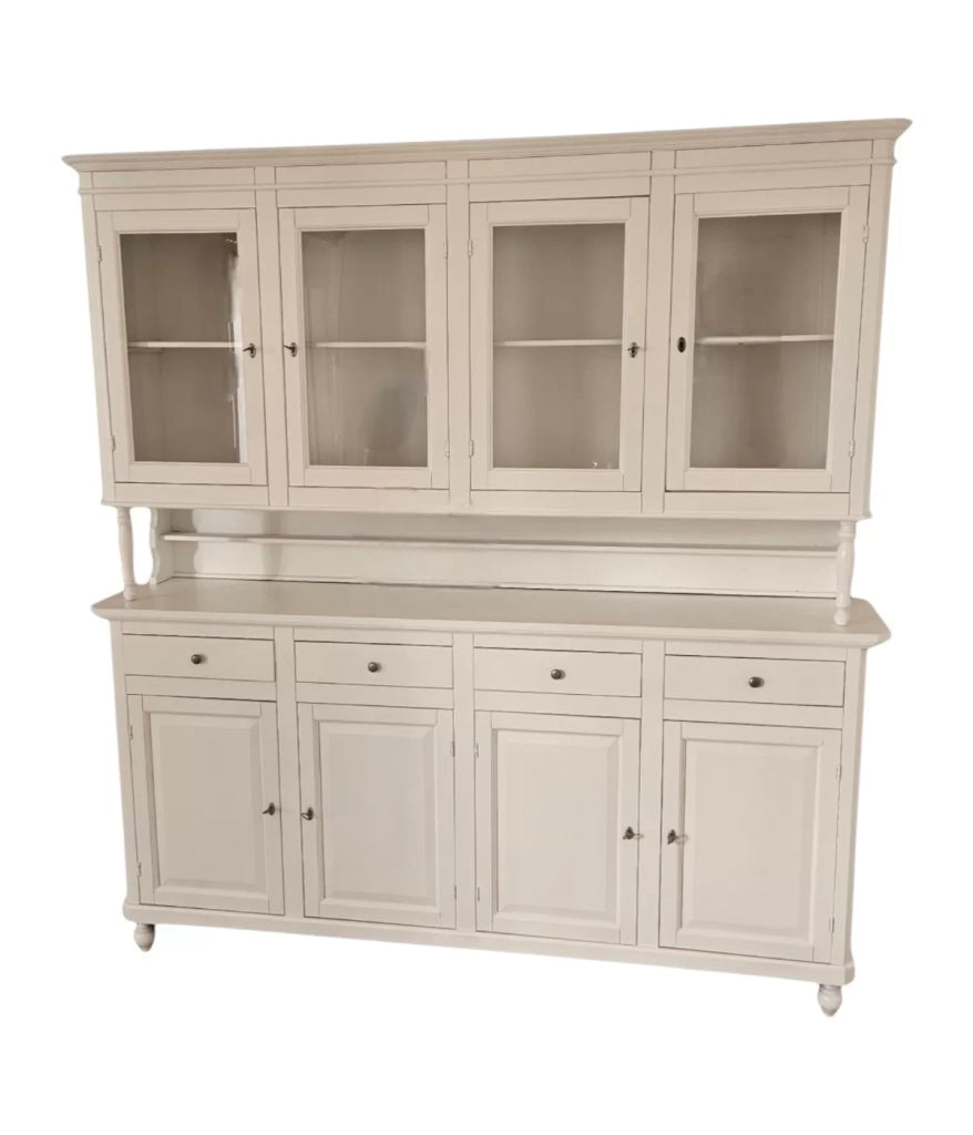 Cristalliera arte povera 4 porte legno shabby avorio 196x43x208h (736) - Mobili 2G