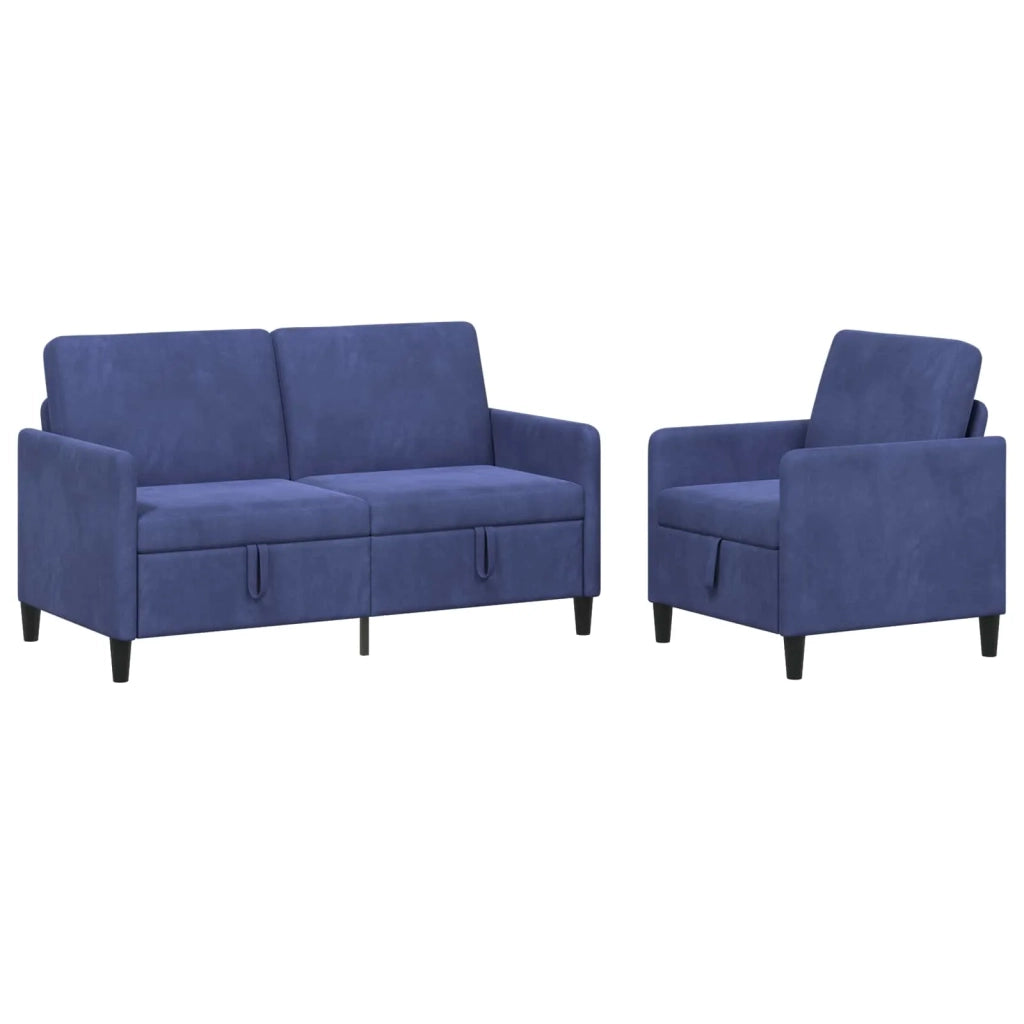 Set di Divani con Storage 2 pz Blu Polizia Poliestere 3429202