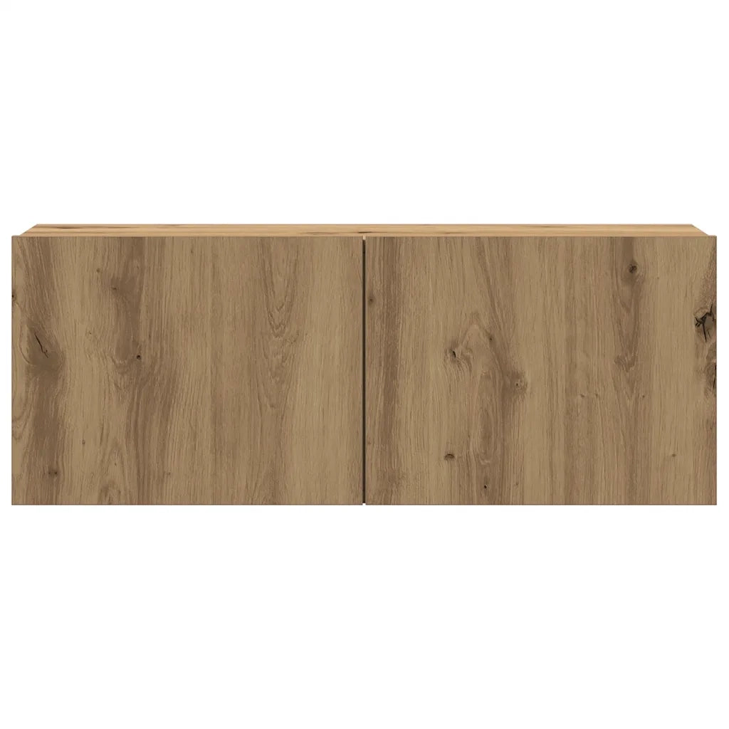 Set Mobile TV 8 pz Montato a Parete Rovere in Legno Multistrato