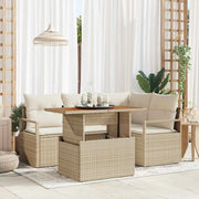 Set da Pranzo per Giardino con cuscino 5 pcs Beige e Crema