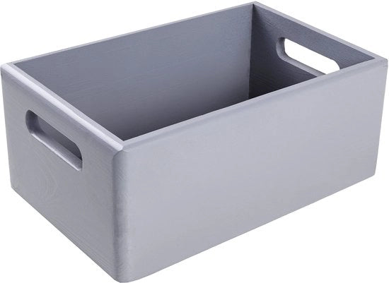Scatola in Legno Grande Dimensioni - 30 x 20 x 13 cm - Con Maniglie - Ideale per Giochi/Valori/Attrezzi - Color Effen Grigio - Legno Sostenibile - Cassetto di Archiviazione