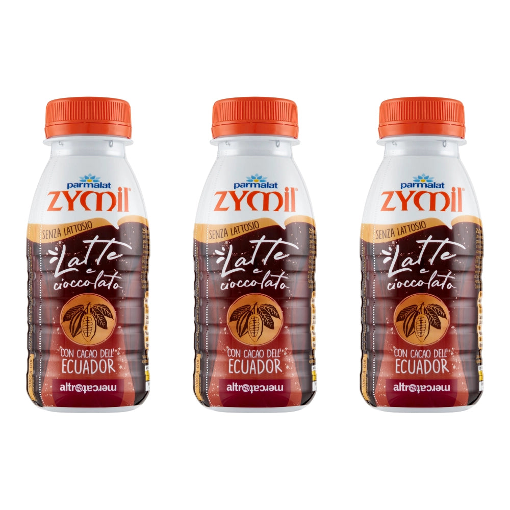 Zymil latte e cioccolato con cacao dell'ecuador 3 bottiglie da 250 ml
