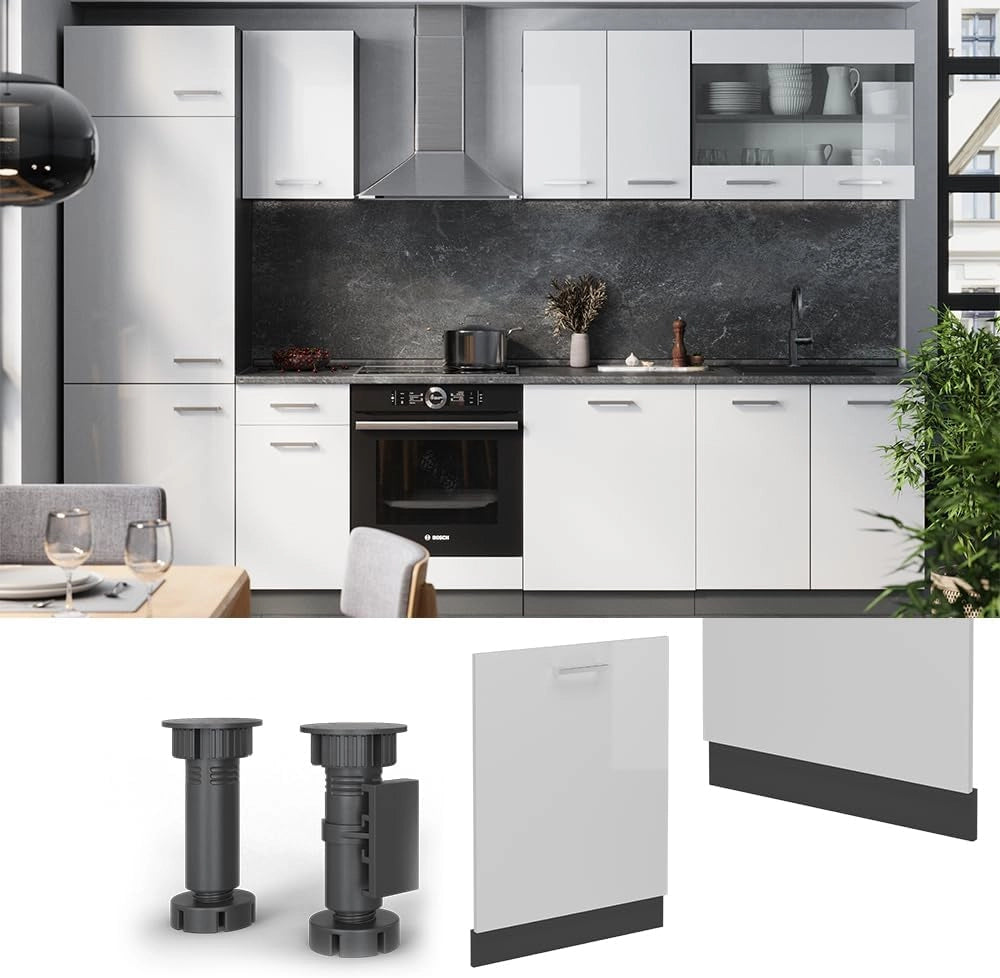 Pannello frontale R-Line, Bianco lucido, 60 cm, PL Rovere, per la libera combinazione all'interno di sistemi cucina modulari