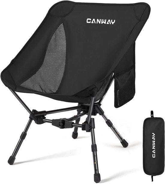 Campingstoel opvougbile - sedile da campeggio leggero con piccola misura di imballo - carico massimo 180 kg - sedile pieghevole per campeggio e spiaggia - nero