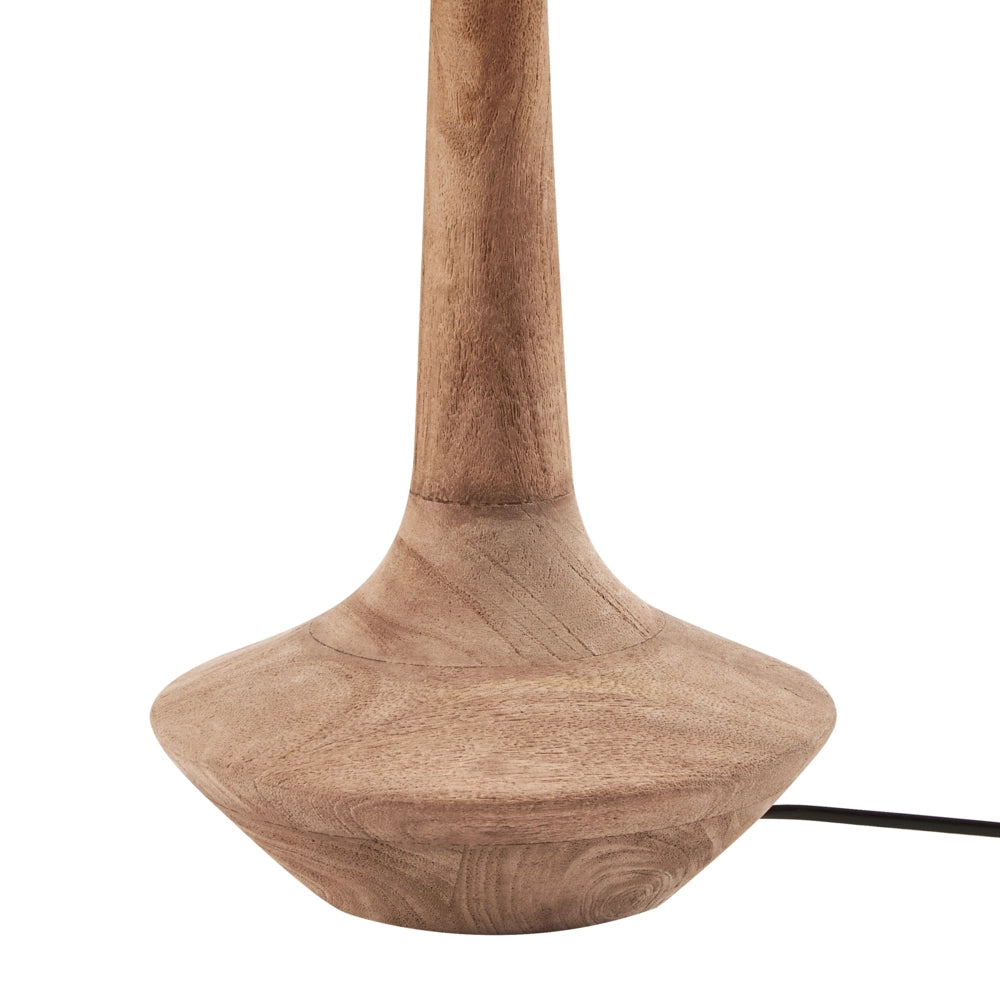 Lampada da tavolo marrone scuro e beige paralume in lino e cotone base in legno di mango 54 cm luce singola design moderno