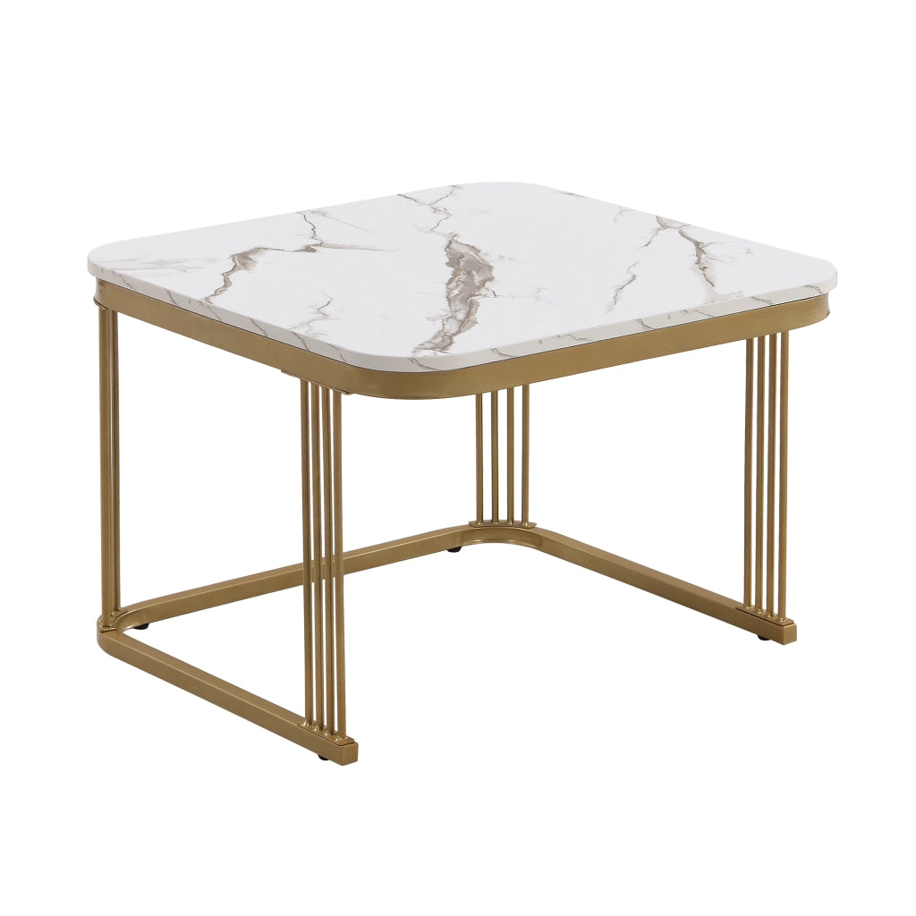 TAVOLINO DA SALOTTO Set da 2 pezzi 60x60x45+50x50x34 cm Bianco MDF