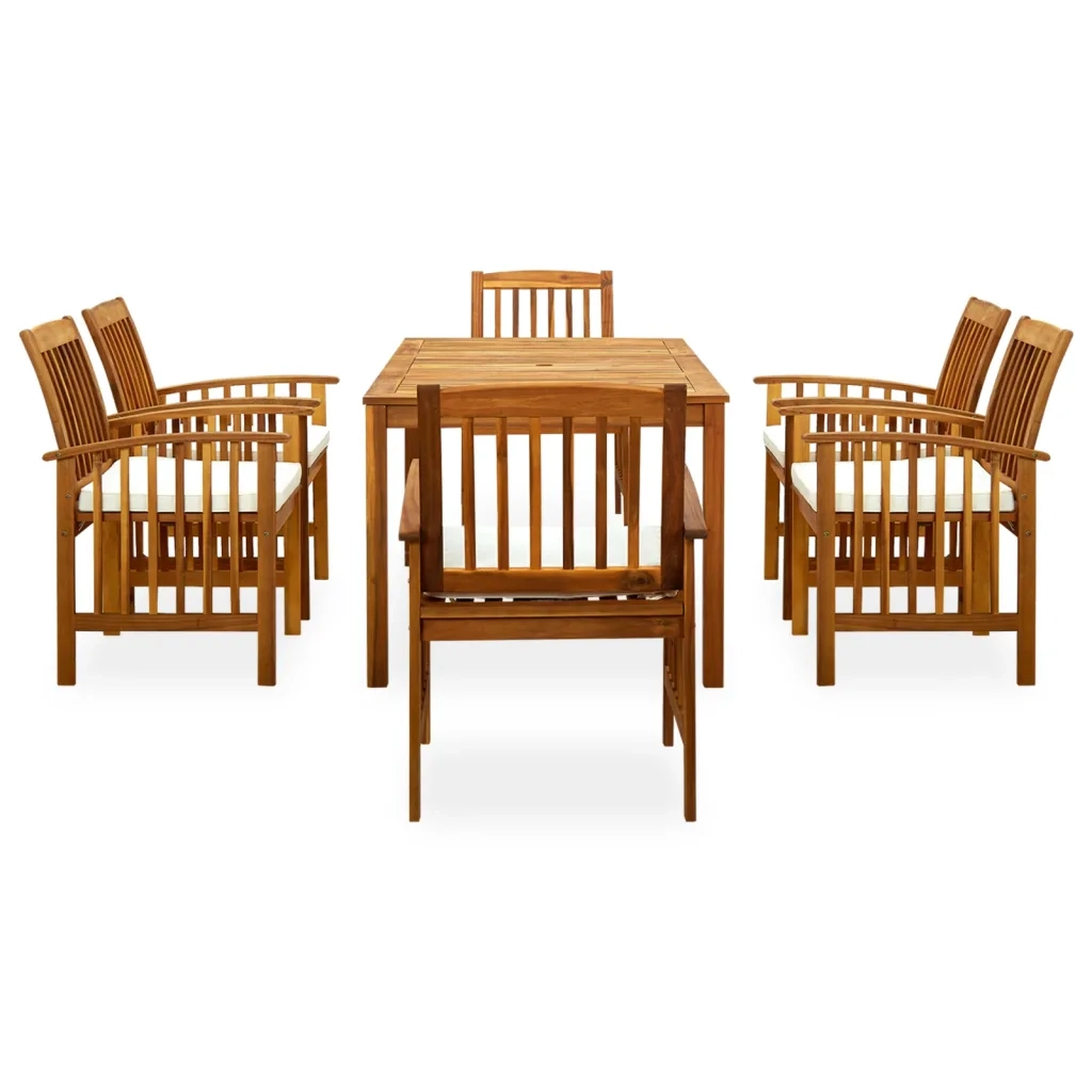 Set da Pranzo da Giardino 7 pz con Cuscini Massello di Acacia 3058087