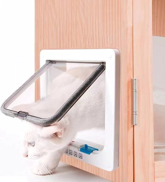 Porte gatto 4 vie con chiusura catena porta gatti porta animali (XL bianco)