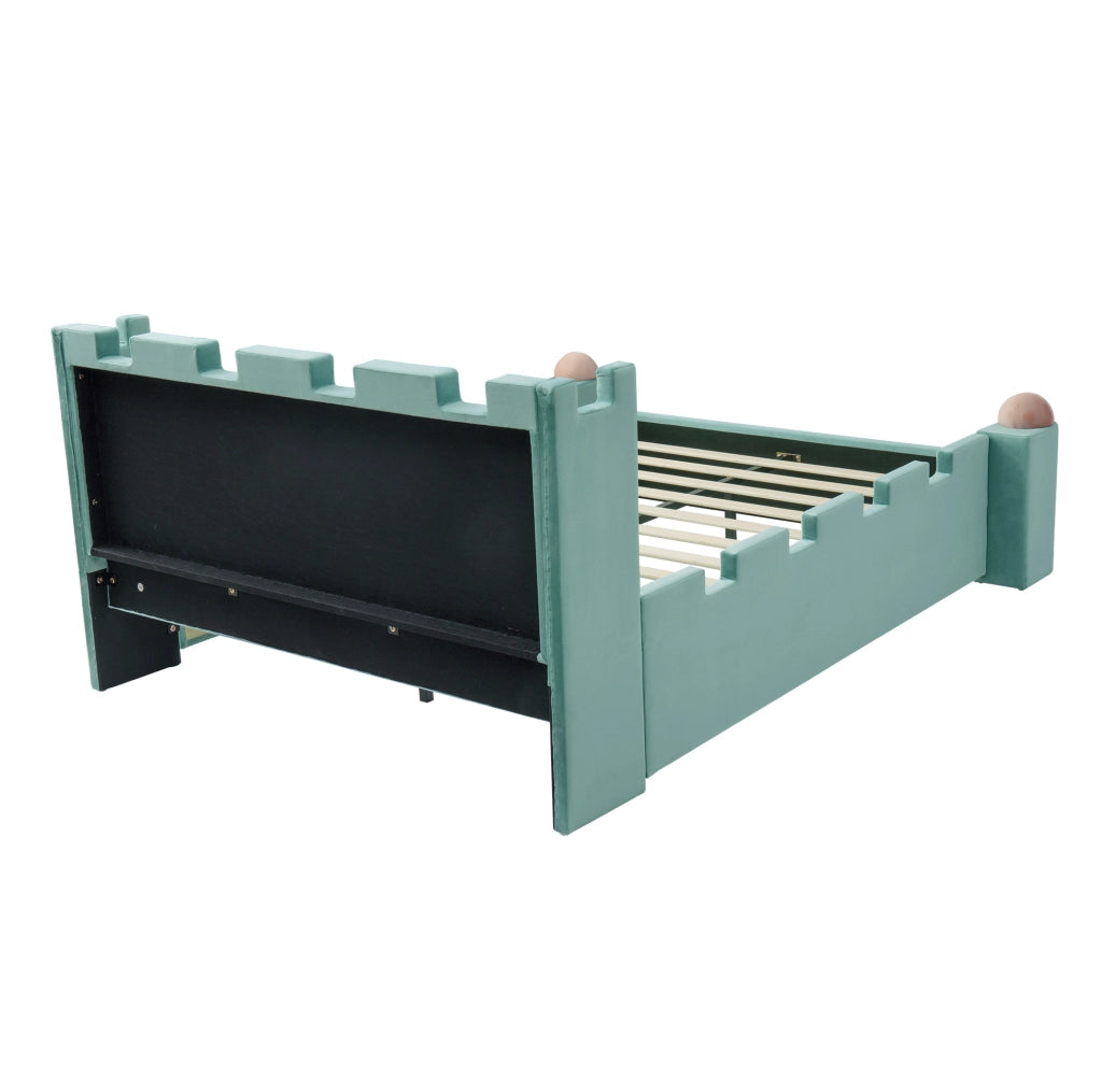 Letto imbottito per bambini 140x200 cm con cassetto contenitore e ripiano pieghevole