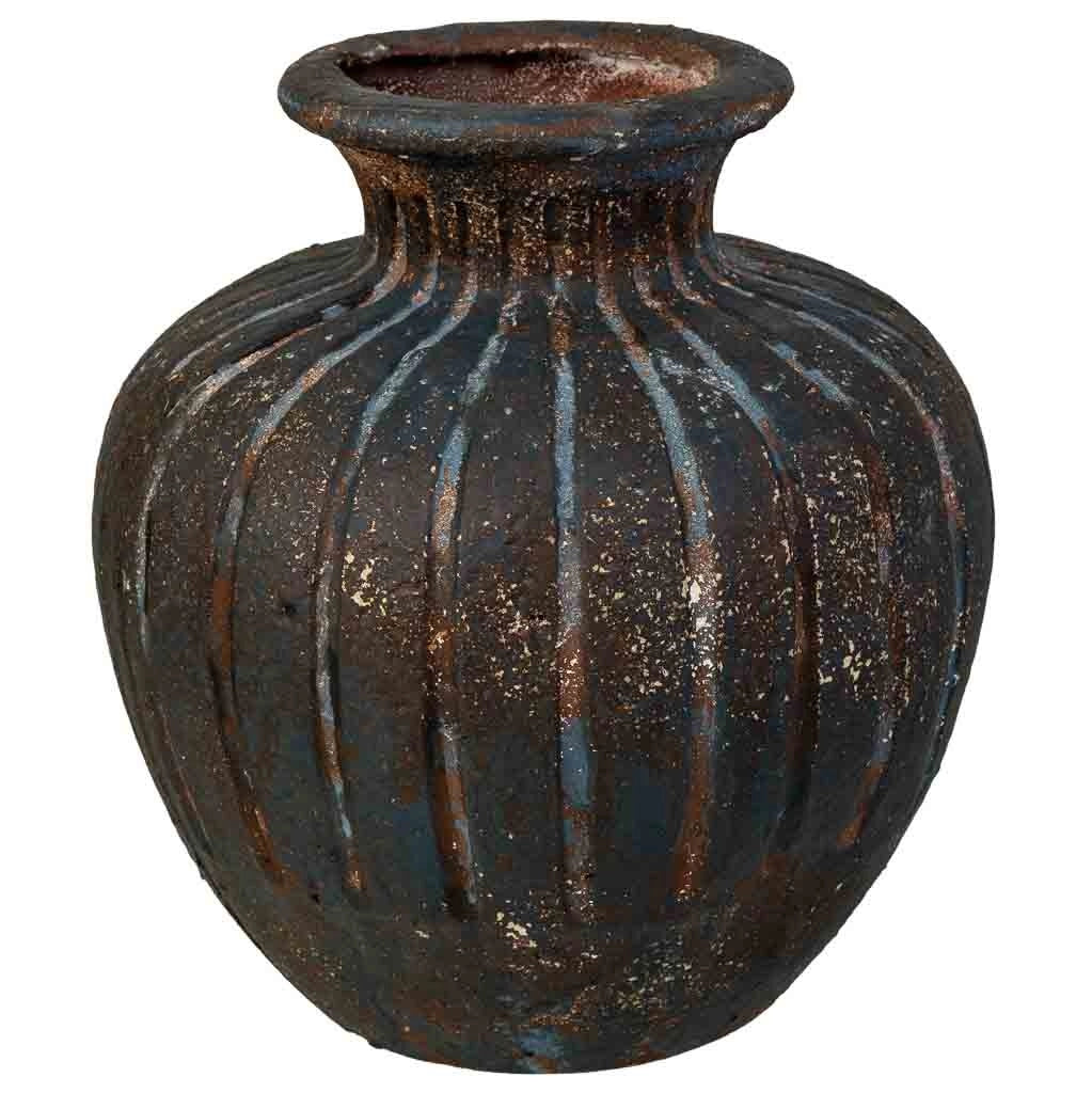 Vaso invecchiato marrone scuro 28.5x28.5x30.5h cm