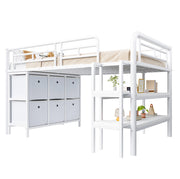 LETTO A SOPPALCO 90x200 cm in metallo bianco con scala e contenitore