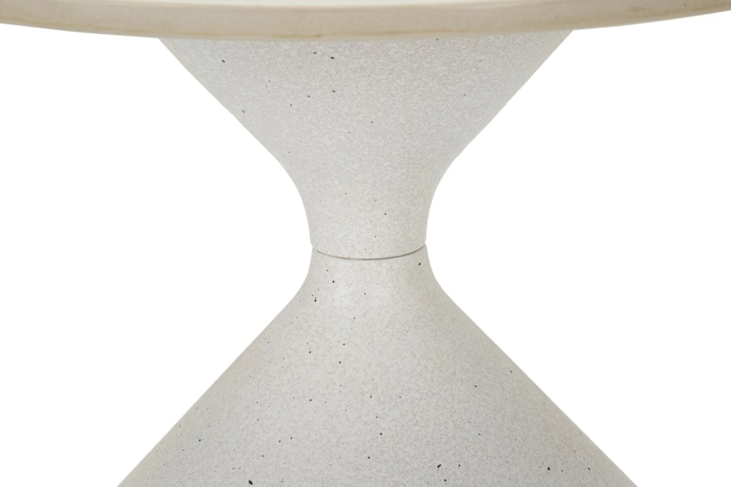 Tavolinetto White Ø45x39 cm in Ferro e Ceramica Bianco
