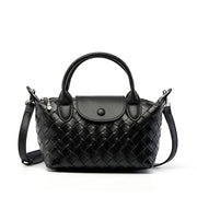 Borsa a mano in vera pelle, modello tote bag, colore nero.
