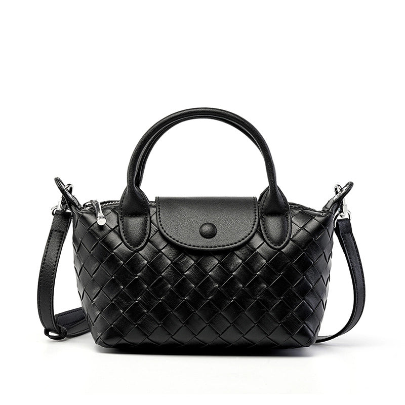 Borsa a mano in vera pelle, modello tote bag, colore nero.