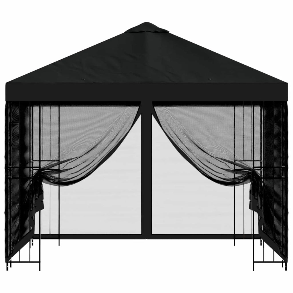 Gazebo da giardino con pareti laterali 3 x 3 m Nero