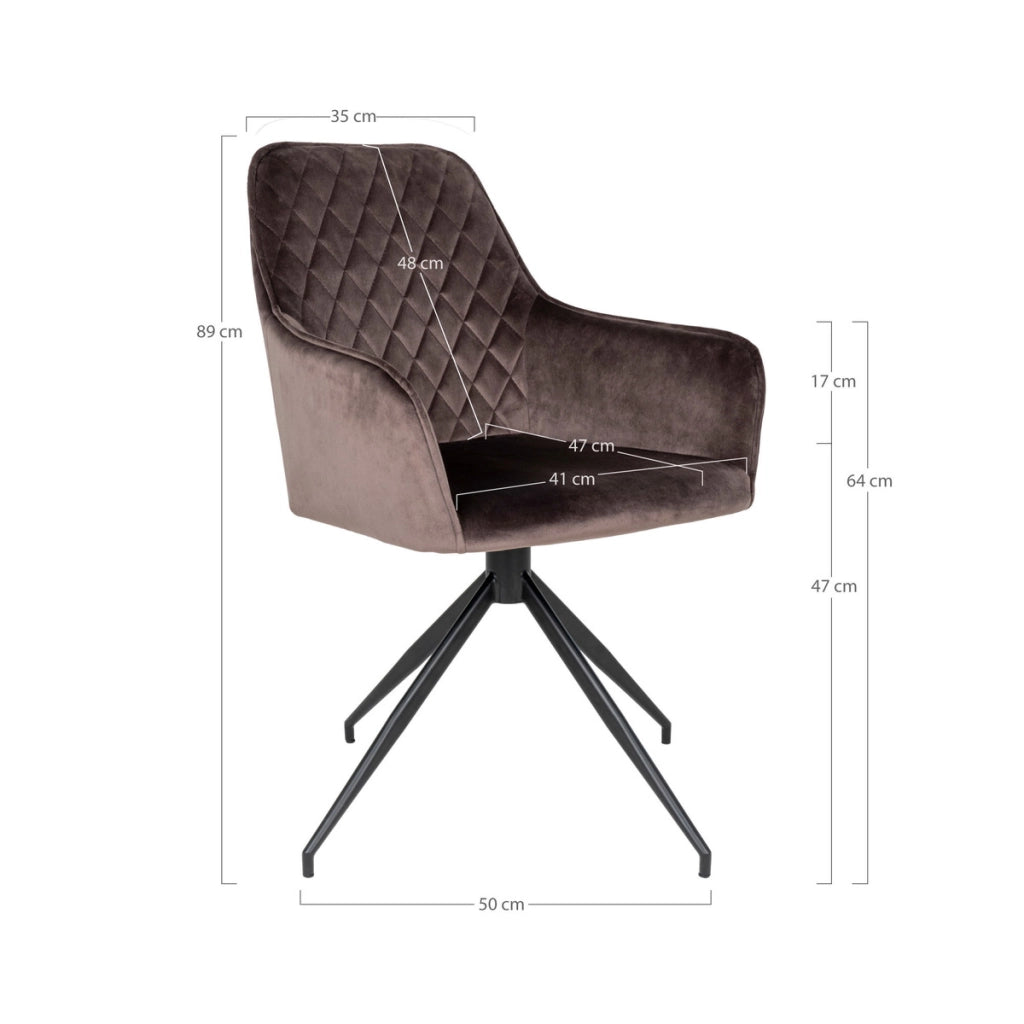 Sedia Harbo, Marrone, Velluto, 62x56x89 cm