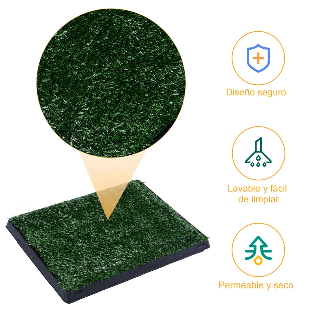 Vasca Erba Artificiale per Cani con Vassoio Estraibile ¨C zephmum ¨C 51x63x6 cm Verde