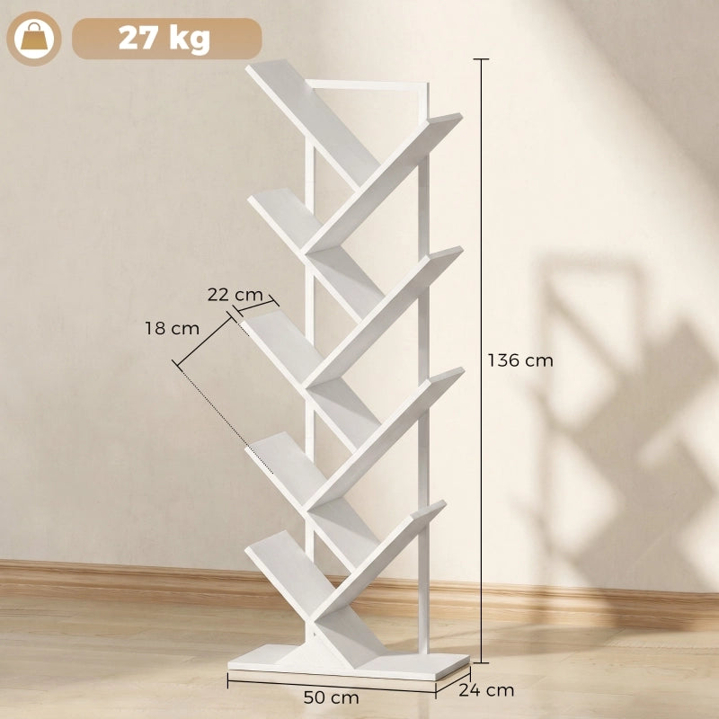 LIBRERIA a forma di albero 50x24x136 cm Legno Bianco