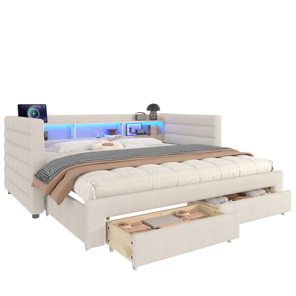 Tagesbett multifunzione velluto beige 90x190 cm