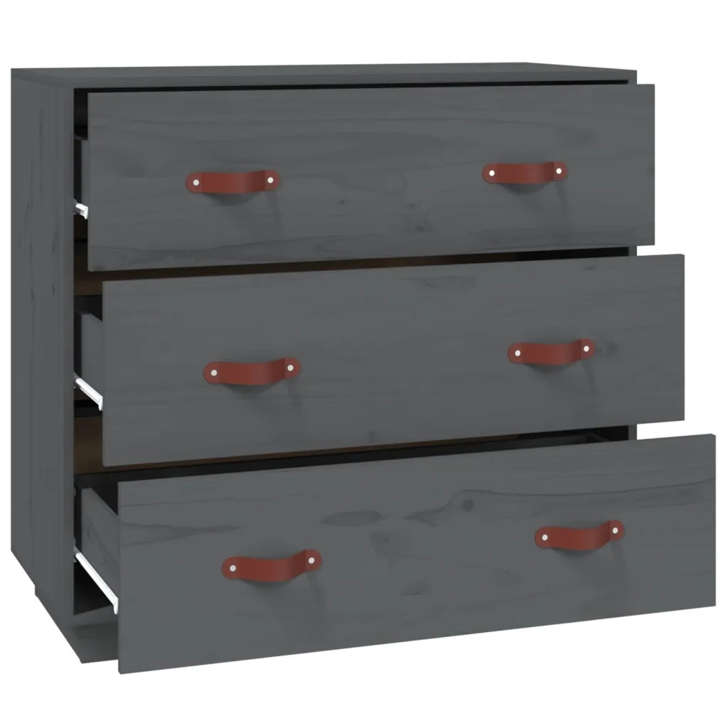 Credenza Grigia 80x40x75 cm in Legno Massello di Pino 820109