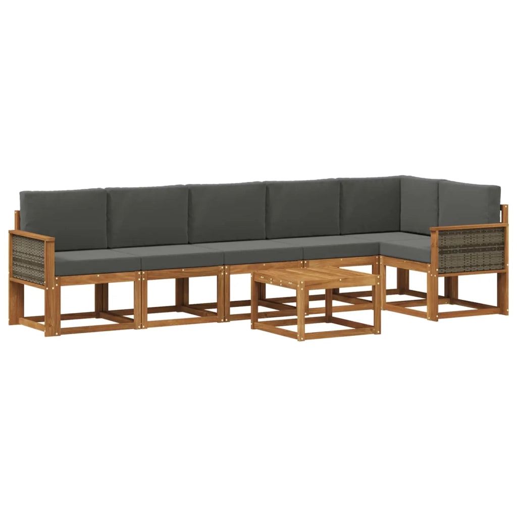 Set di divani da esterno 7 pcs Naturale e Antracite Poliestere