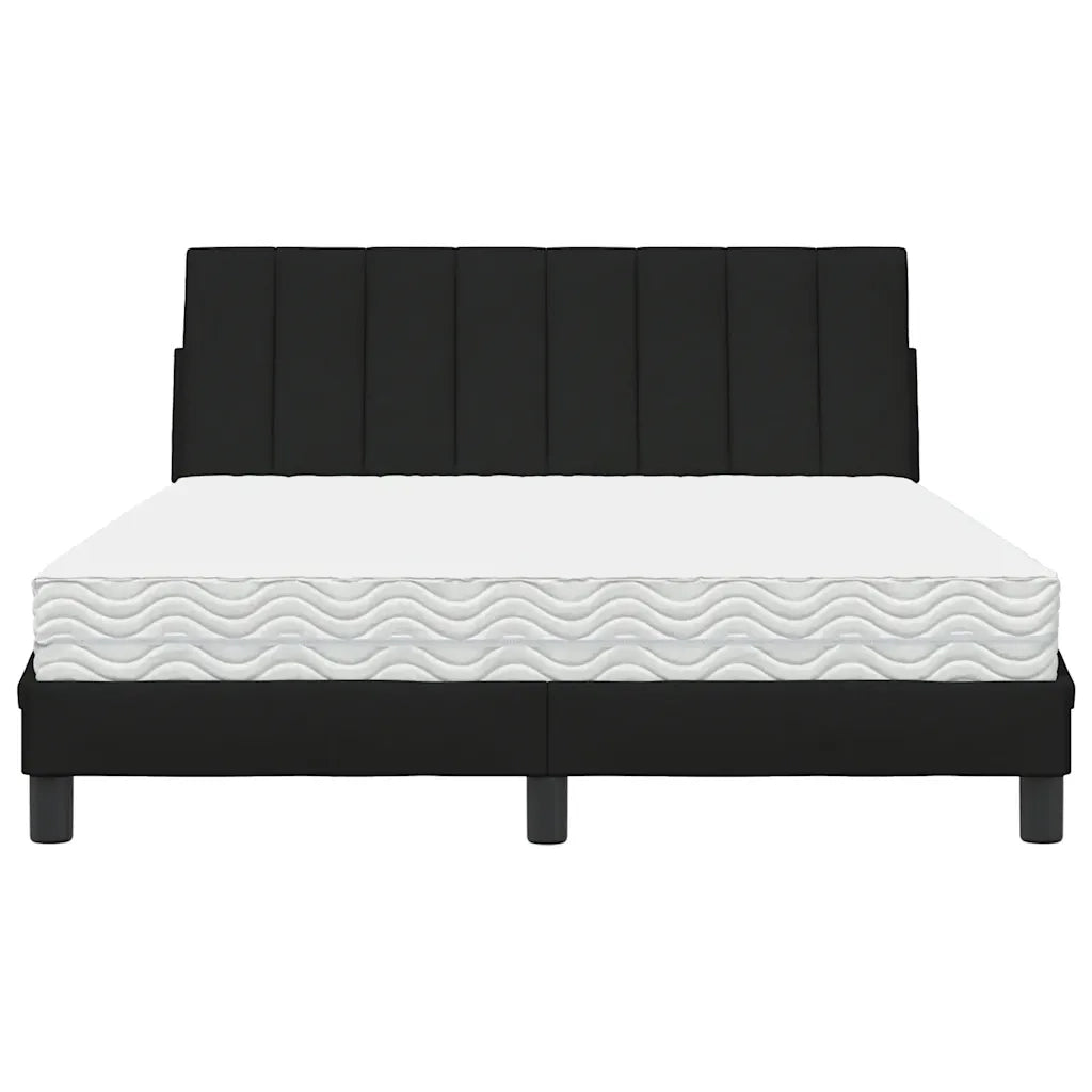 Letto con Materasso Hanko Nero 140x190 cm in Tessuto