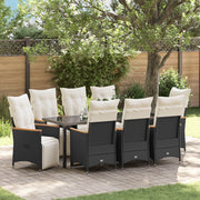 Set di Mobili da Giardino da 9 Pezzi con Cuscini Rattan Polietilene Nero
