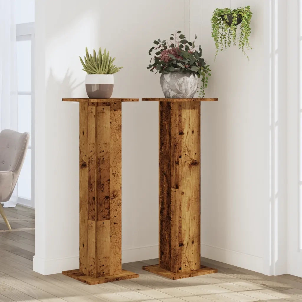 Supporti per Piante 2 pz Legno Vecchio 30x30x95 cm Truciolato 3307880