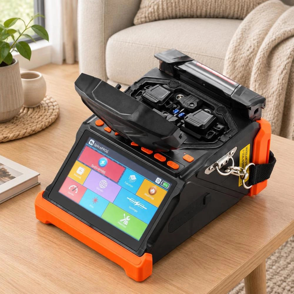 Fiber Optic Splicer, 6 Motors, Fusion Splicer, Core/cladding Alignment, 6s Splicing Time, 13s Heating Time, Touchscreen, 3-in-1 Fusion Splicer, 7800 MAh Battery For SM MM DS NZDS
