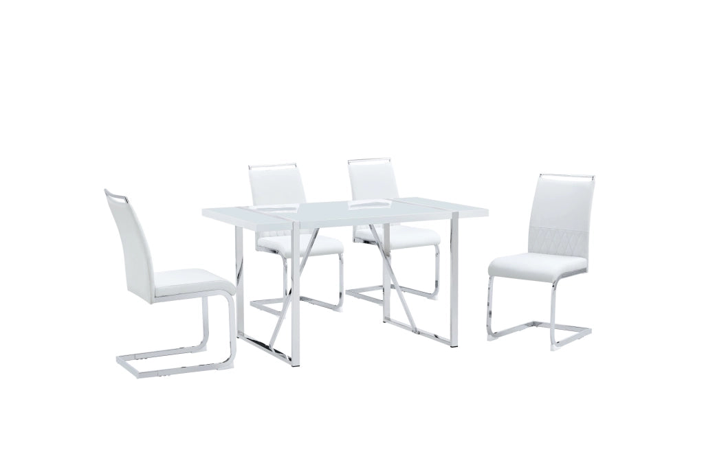 Sedia da pranzo ergonomica bianca con schienale imbottito
