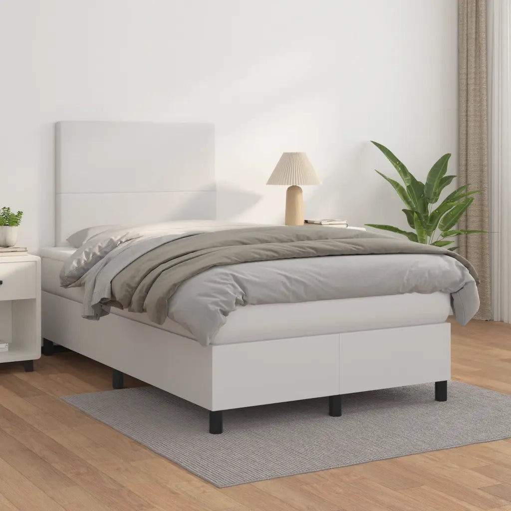 Giroletto a Molle con Materasso Bianco 120x190 cm in Similpelle 3269966