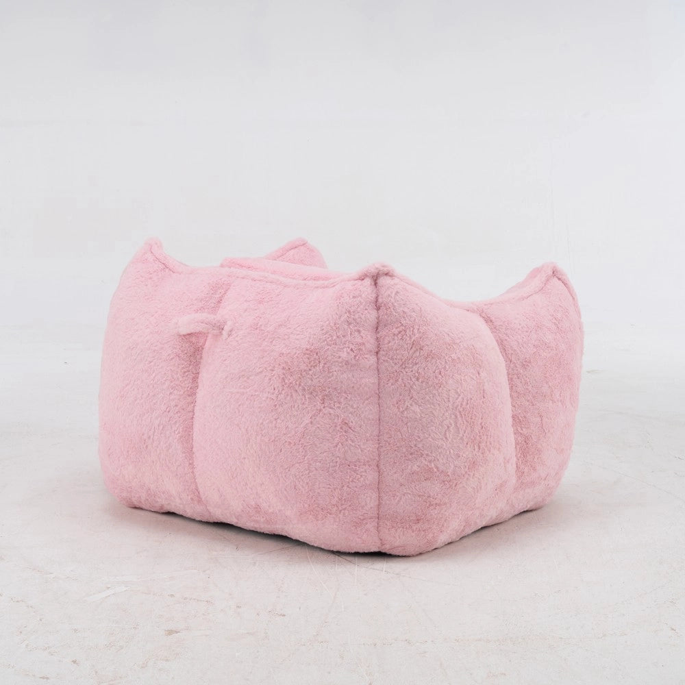 Divano da pavimento in similpelliccia ¨C Minimal ¨C Rosa con cuscini per adulti e bambini